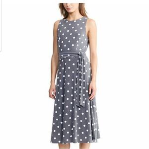Ralph Lauren Vintage 50's style  Grey Polka Dot round neck  Sundress Dres NWT